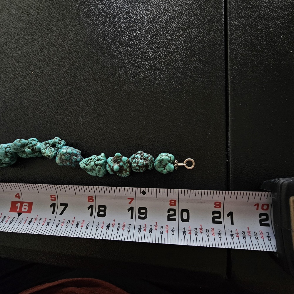 Vintage Kingman Turquoise Nugget Necklace Native American Southwestern 20in 122g - Picture 5 of 10